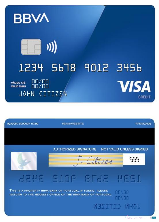Download Portugal BBVA Bank visa credit card Photoshop template
